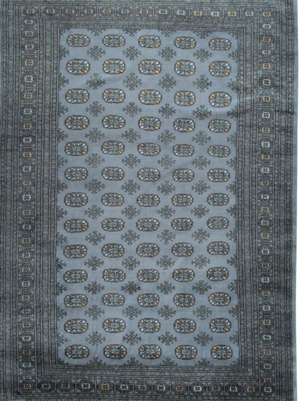 Gray Hand Knotted Wool Area Rug 4' x 6' Classical Motif Handmade